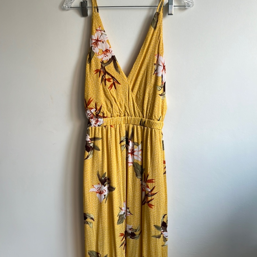 Yellow Backless Maxi Dress, Size M